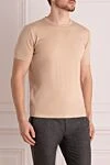 Cesare di Napoli Men's beige cotton and elastane T-shirt - 80% cotton, 20% elastane. Country of manufacture: Italy. Care: specialized cleaning - photo 3