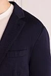 Loro Piana Blue wool and silk jacket for men - 70% wool, 30% silk. Country of origin: Italy. Care: specialized cleaning - photo 5