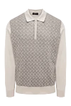 Cesare di Napoli Men's long sleeve cashmere and silk polo, beige - graphic pattern. 70% cashmere, 30% silk. Country of manufacture: Italy. Care: specialized cleaning - photo 1