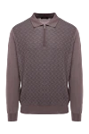 Cesare di Napoli Men's brown long sleeve cashmere and silk polo - graphic pattern. 70% cashmere, 30% silk. Country of manufacture: Italy. Care: specialized cleaning - photo 1