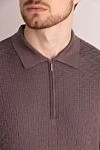 Cesare di Napoli Men's brown long sleeve cashmere and silk polo - graphic pattern. 70% cashmere, 30% silk. Country of manufacture: Italy. Care: specialized cleaning - photo 5