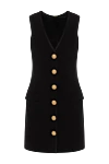 Balmain Black viscose dress for women - gold-plated buttons. 100% viscose. zipper. Country of origin: France. Care: specialized cleaning - photo 1