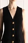 Balmain Black viscose dress for women - gold-plated buttons. 100% viscose. zipper. Country of origin: France. Care: specialized cleaning - photo 5