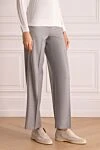 Peserico Gray wool trousers for women - 98% wool, 1% polyamide, 1% metal. four pockets. zipper, hooks. Country of manufacture: Italy. Care: specialized cleaning - photo 3