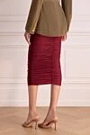 Women's burgundy polyamide and elastane skirt The Andamane - seam, folds. 90% polyamide, 10% elastane. elastic belt. Country of origin: Italy. Care: specialized cleaning - photo 4