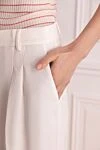 The Andamane White polyester pants for women - pinches, lapels. 100% polyester. three pockets. hook, zipper. Country of origin: Italy. Care: specialized cleaning - photo 5