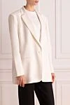 The Andamane White polyester jacket for women - 100% polyester. three pockets. buttons. Country of origin: Italy. Care: specialized cleaning - photo 3