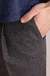 Brunello Cucinelli Ерлерге арналған сұр жүннен жасалған шалбар - тоқыма. Құрамы: 100% жүн. Жабу: жіп. Шығарылған елі: Италия. Күтім: арнайы тазалау - фото 5