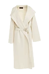 Loro Piana White cashmere coat for women - side cuts. 100% cashmere. Fastener: belt. two pockets. Country of manufacture: Italy. Care: specialized cleaning - photo 1