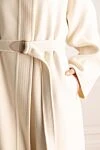 Loro Piana White cashmere coat for women - side cuts. 100% cashmere. Fastener: belt. two pockets. Country of manufacture: Italy. Care: specialized cleaning - photo 5