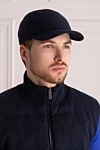 Blue cashmere cap for men Svevo - logo. 100% cashmere. Country of manufacture: Italy. Care: specialized cleaning - photo 2