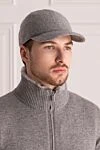 Gray cashmere cap for men Svevo - logo. 100% cashmere. Country of manufacture: Italy. Care: specialized cleaning - photo 2