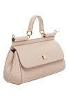 Dolce & Gabbana Women's leather bag, beige - branded plate with two types of galvanic coating. calf leather. Dimensions: 13 ? 19 ? 6 cm (height ? length ? width). Handle: Top handle and removable, adjustable shoulder strap in Dauphine calfskin. Pocket: Printed textile lining, flat pocket. Closure: Front flap with double hidden magnet clasp. Country of manufacture: Italy. Care: specialized cleaning - photo 3