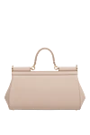 Women's leather bag, beige Dolce & Gabbana - branded plate with two types of galvanic coating. calf leather. Dimensions: 13 ? 19 ? 6 cm (height ? length ? width). Handle: Top handle and removable, adjustable shoulder strap in Dauphine calfskin. Pocket: Printed textile lining, flat pocket. Closure: Front flap with double hidden magnet clasp. Country of manufacture: Italy. Care: specialized cleaning - photo 4