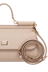 Dolce & Gabbana Women's leather bag, beige - branded plate with two types of galvanic coating. calf leather. Dimensions: 13 ? 19 ? 6 cm (height ? length ? width). Handle: Top handle and removable, adjustable shoulder strap in Dauphine calfskin. Pocket: Printed textile lining, flat pocket. Closure: Front flap with double hidden magnet clasp. Country of manufacture: Italy. Care: specialized cleaning - photo 5