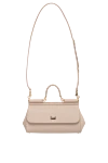 Women's leather bag, beige Dolce & Gabbana - branded plate with two types of galvanic coating. calf leather. Dimensions: 13 ? 19 ? 6 cm (height ? length ? width). Handle: Top handle and removable, adjustable shoulder strap in Dauphine calfskin. Pocket: Printed textile lining, flat pocket. Closure: Front flap with double hidden magnet clasp. Country of manufacture: Italy. Care: specialized cleaning - photo 6