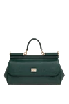 Dolce & Gabbana Women's leather bag green - branded plate with two types of galvanic coating. calf leather. Dimensions: 13 ? 19 ? 6 cm (height ? length ? width). Handle: Top handle and removable, adjustable shoulder strap in Dauphine calfskin. Pocket: Printed textile lining, flat pocket. Closure: Front flap with double hidden magnet clasp. Country of manufacture: Italy. Care: specialized cleaning - photo 1