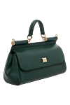 Dolce & Gabbana Women's leather bag green - branded plate with two types of galvanic coating. calf leather. Dimensions: 13 ? 19 ? 6 cm (height ? length ? width). Handle: Top handle and removable, adjustable shoulder strap in Dauphine calfskin. Pocket: Printed textile lining, flat pocket. Closure: Front flap with double hidden magnet clasp. Country of manufacture: Italy. Care: specialized cleaning - photo 3