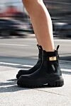 Dolce & Gabbana Boots made of genuine leather for women black - buckle with logo. 100% genuine leather. Outsole: high tread. Country of origin: Italy. Care: specialized cleaning - photo 9