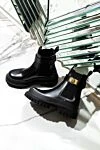 Boots made of genuine leather for women black Dolce & Gabbana - buckle with logo. 100% genuine leather. Outsole: high tread. Country of origin: Italy. Care: specialized cleaning - photo 6