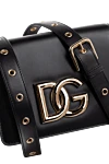 Dolce & Gabbana Сумка из телячьей кожи женская черная - передний клапан с логотипом DG. телячья кожа. Размеры: 14 × 17,5 × 6 см. Ремень: съемный регулируемый ремень из глянцевой телячьей кожи. два кармана гармошкой и два отделения для пластиковых карт. на двойной потайной магнит. Страна производитель: Италия. Уход: специализированная чистка - фото 5