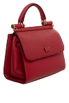 Dolce & Gabbana Women's red genuine leather bag - branded plate with two types of galvanic coating. 100% genuine leather. Handle: Handle and detachable adjustable shoulder strap. inside pocket. hidden magnet. Country of manufacture: Italy. Care: specialized cleaning - photo 3