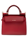 Women's red genuine leather bag Dolce & Gabbana - branded plate with two types of galvanic coating. 100% genuine leather. Handle: Handle and detachable adjustable shoulder strap. inside pocket. hidden magnet. Country of manufacture: Italy. Care: specialized cleaning - photo 4