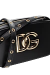 Dolce & Gabbana Сумка из телячьей кожи женская черная - логотип DG. 100% телячья кожа. Размеры: 12 x 19 x 5,5 см. Ремень: регулируемый плечевой ремень из телячьей кожи с люверсами из металла с гальванической позолотой. плоский карман из телячьей кожи на задней стенке, карман на молнии и плоский карман. молния с фирменным бегунком. Страна производитель: Италия. Уход: специализированная чистка - фото 5