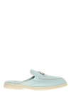 Loro Piana Women's nubuck mules blue - contrasting sole, decorative pendant. 100% nubuck. Country of manufacture: Italy. Care: specialized cleaning - photo 1