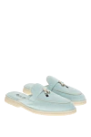 Loro Piana Women's nubuck mules blue - contrasting sole, decorative pendant. 100% nubuck. Country of manufacture: Italy. Care: specialized cleaning - photo 3