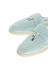 Loro Piana Women's nubuck mules blue - contrasting sole, decorative pendant. 100% nubuck. Country of manufacture: Italy. Care: specialized cleaning - photo 5