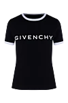 Givenchy Футболка из хлопка и эластана женская черная - логотип, контрастная окантовка воротника и рукавов. 90% хлопок, 10% эластан. Страна производитель: Италия. Уход: специализированная чистка - фото 1