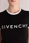 Givenchy Футболка из хлопка и эластана женская черная - логотип, контрастная окантовка воротника и рукавов. 90% хлопок, 10% эластан. Страна производитель: Италия. Уход: специализированная чистка - фото 5