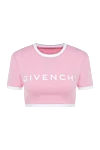 Givenchy Футболка из хлопка и эластана женская розовая - логотип, контрастная окантовка воротника и рукавов. 90% хлопок, 10% эластан. Страна производитель: Италия. Уход: специализированная чистка - фото 1