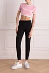 Женская розовая футболка из хлопка и эластана с логотипом Givenchy - логотип, контрастная окантовка воротника и рукавов. 90% хлопок, 10% эластан. Страна производитель: Италия. Уход: специализированная чистка - фото 2