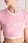 Givenchy Футболка из хлопка и эластана женская розовая - логотип, контрастная окантовка воротника и рукавов. 90% хлопок, 10% эластан. Страна производитель: Италия. Уход: специализированная чистка - фото 5