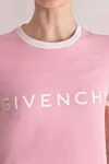 Givenchy Футболка из хлопка и эластана женская розовая - логотип, контрастная окантовка воротника и рукавов. 90% хлопок, 10% эластан. Страна производитель: Италия. Уход: специализированная чистка - фото 5