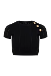 Balmain Топ женский черный - 3 декоративные металлические пуговицы «Signature Lion» золотого цвета.. 39% хлопок, 39% модал, 12% эластан, 10% полиамид. Страна производитель: Франция. Уход: специализированная чистка - фото 1