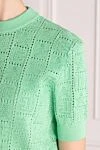 Balmain Women's viscose and polyester jumper green - monogram. 84% viscose, 16% polyester. Country of manufacture: Italy. Care: specialized cleaning - photo 5