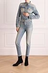 Костюм джинсовый из хлопка женский голубой Balmain - эффект потертости. 100% хлопок. пуговицы, молния. два боковых кармана, два задних кармана, два нагрудных кармана. Страна производитель: Франция. Уход: специализированная чистка - фото 2