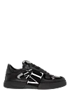 Valentino Men's black leather sneakers - logo. 100% leather. Closure: laces. Country of manufacture: Italy. Care: specialized cleaning - photo 1