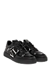 Valentino Men's black leather sneakers - logo. 100% leather. Closure: laces. Country of manufacture: Italy. Care: specialized cleaning - photo 3