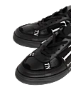 Valentino Men's black leather sneakers - logo. 100% leather. Closure: laces. Country of manufacture: Italy. Care: specialized cleaning - photo 5