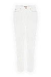 Balmain Women's white cotton jeans - 100% cotton. zipper, button. two side pockets, two back pockets. Country of manufacture: Italy. Care: specialized cleaning - photo 1