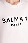 Balmain Худи из хлопка женское белое - логотип. 100% хлопок . Страна производитель: Франция. Уход: специализированная чистка - фото 5