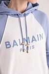 Balmain Худи из хлопка женское белое - логотип. капюшон. 100% хлопок. кулиска . Страна производитель: Франция. Уход: специализированная чистка - фото 5