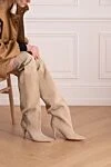 Beige suede boots for women Khaite - 100% suede. Closure: zipper. Country of origin: Italy. Care: specialized cleaning - photo 2