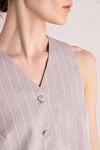 The Andamane Suit vest made of polyester and viscose gray for women - vertical stripe. 96% polyester, 4% viscose. Closure: button. Country of manufacture: Italy. Care: specialized cleaning - photo 5