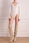 Women's white viscose and polyester bodysuit Fabiana Filippi - 88% viscose, 12% polyester. Country of manufacture: Italy. Care: specialized cleaning - photo 2