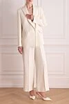 Women's white suit with trousers Fabiana Filippi - 60% linen, 26% viscose, 14% polyester. Closure: buttons. two side pockets. Country of manufacture: Italy. Care: specialized cleaning - photo 2